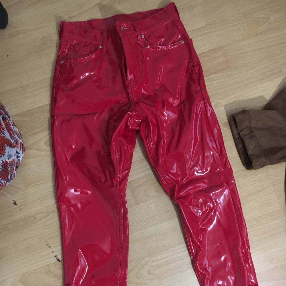 Latex vinyl red jamie jeans